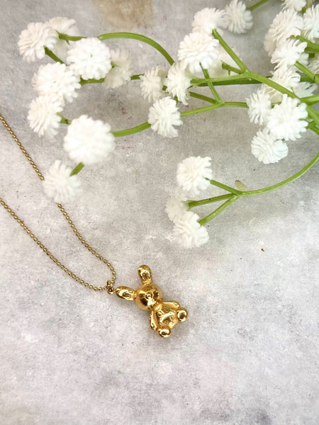 Gold Teddy Bear Pendant Necklace