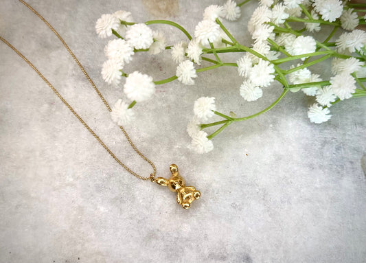 Gold Teddy Bear Pendant Necklace