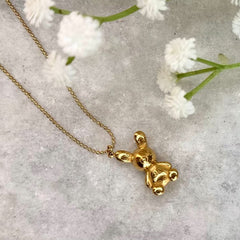 Gold Teddy Bear Pendant Necklace