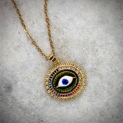 Multi-Colour Evil Eye Pendant Necklace
