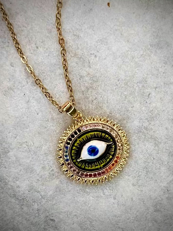 Multi-Colour Evil Eye Pendant Necklace