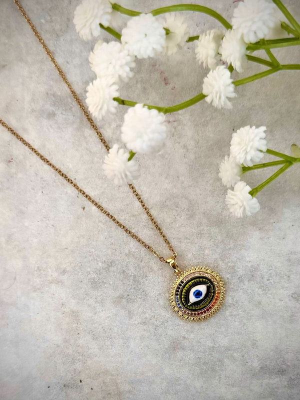 Multi-Colour Evil Eye Pendant Necklace