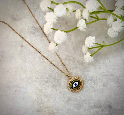 Multi-Colour Evil Eye Pendant Necklace