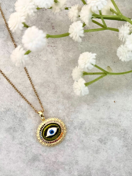Multi-Colour Evil Eye Pendant Necklace