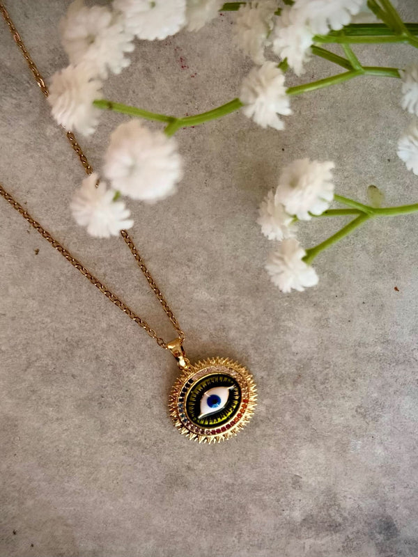 Multi-Colour Evil Eye Pendant Necklace