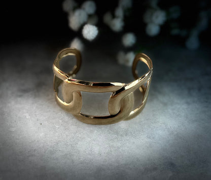 Gold Open Link Cuff Bracelet – Modern Cutout Design