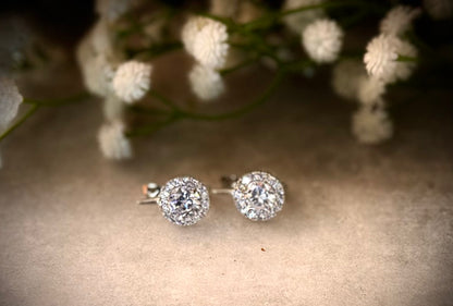 Silver Crystal Stud Earrings