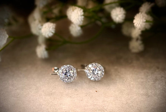 Silver Crystal Stud Earrings