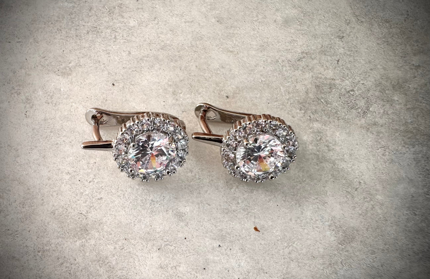 Silver Crystal Stud Earrings
