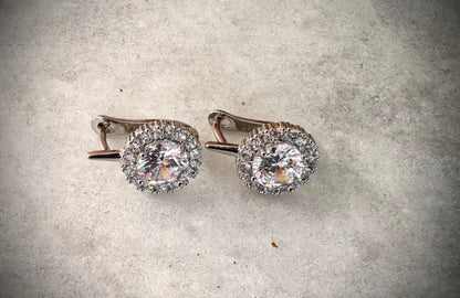 Silver Crystal Stud Earrings