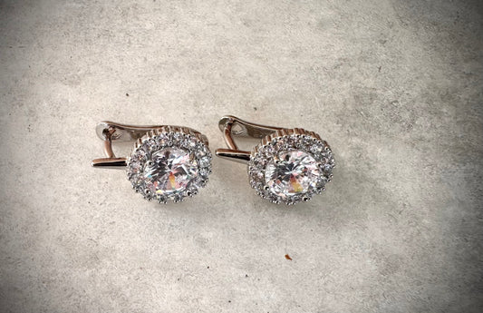 Silver Crystal Stud Earrings