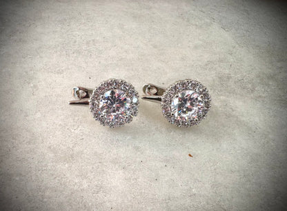 Silver Crystal Stud Earrings