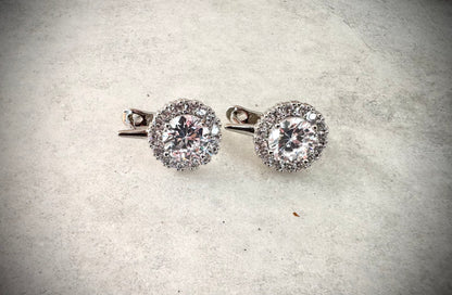 Silver Crystal Stud Earrings