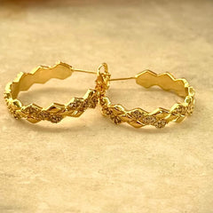 Zigzag Gold Hoop Earrings