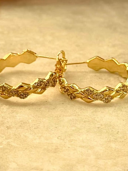 Zigzag Gold Hoop Earrings