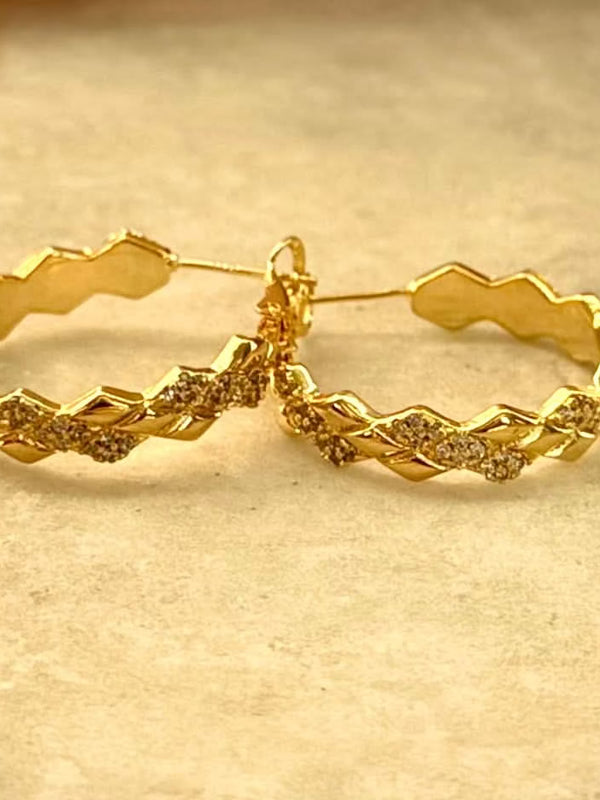 Zigzag Gold Hoop Earrings
