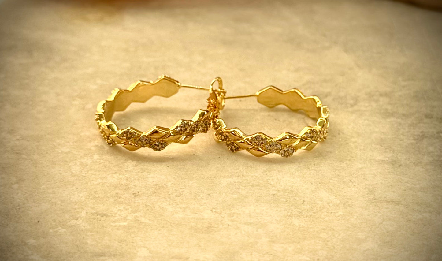 Zigzag Gold Hoop Earrings