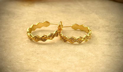 Zigzag Gold Hoop Earrings