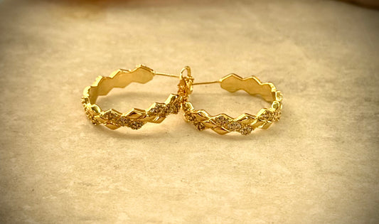 Zigzag Gold Hoop Earrings
