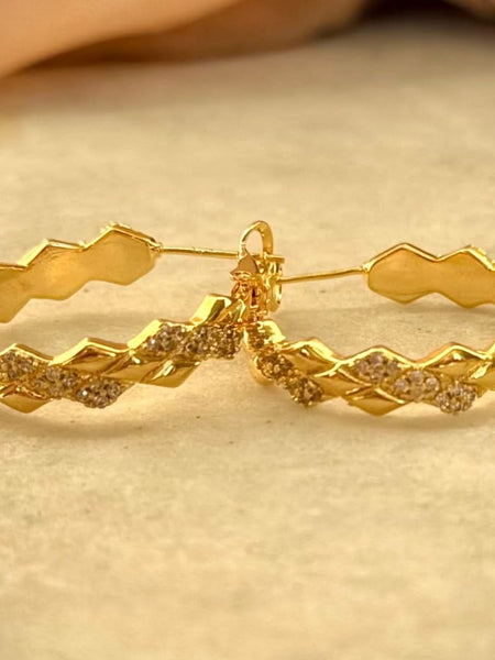 Zigzag Gold Hoop Earrings