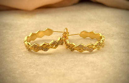 Zigzag Gold Hoop Earrings