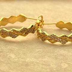 Zigzag Gold Hoop Earrings