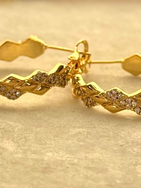 Zigzag Gold Hoop Earrings