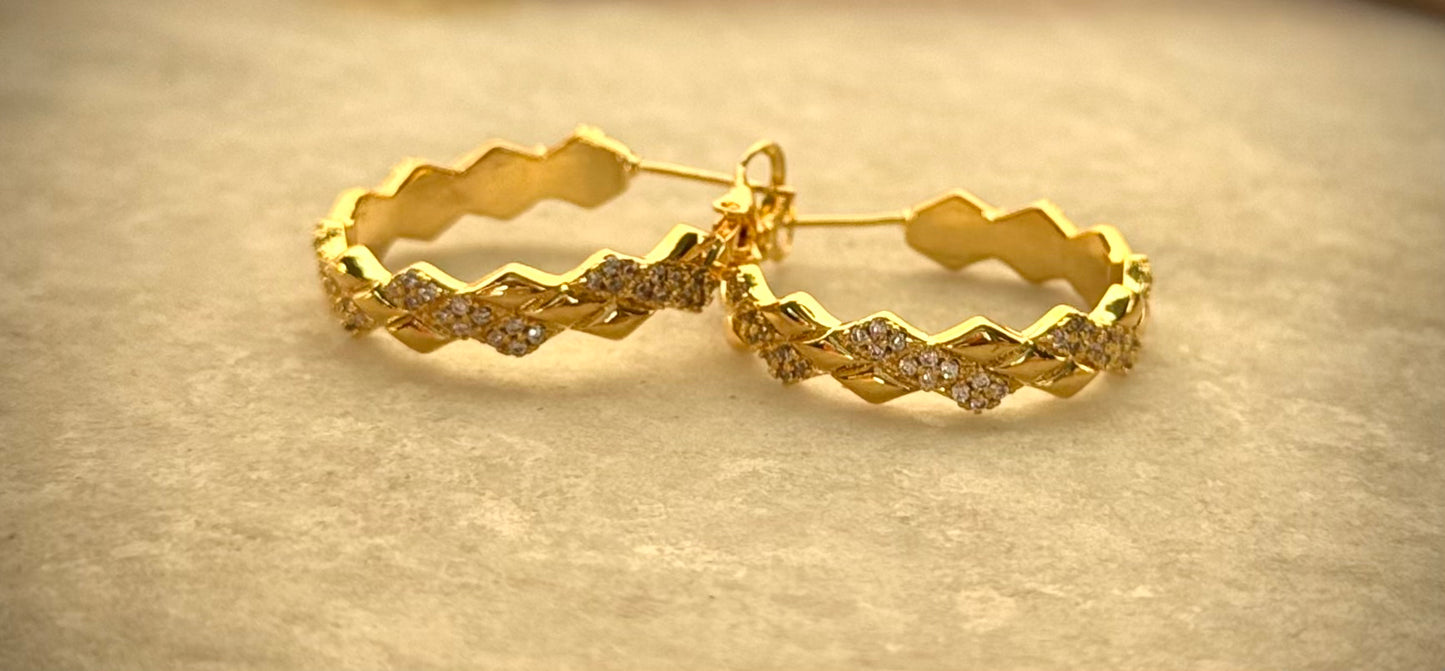Zigzag Gold Hoop Earrings