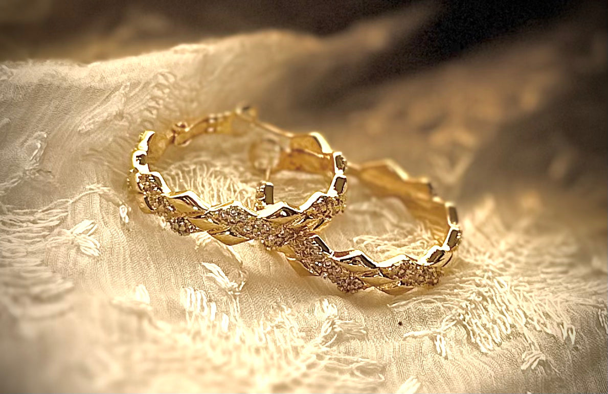 Zigzag Gold Hoop Earrings