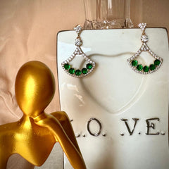 Emerald & Diamond Fan Earrings