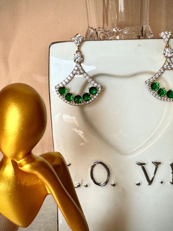 Emerald & Diamond Fan Earrings