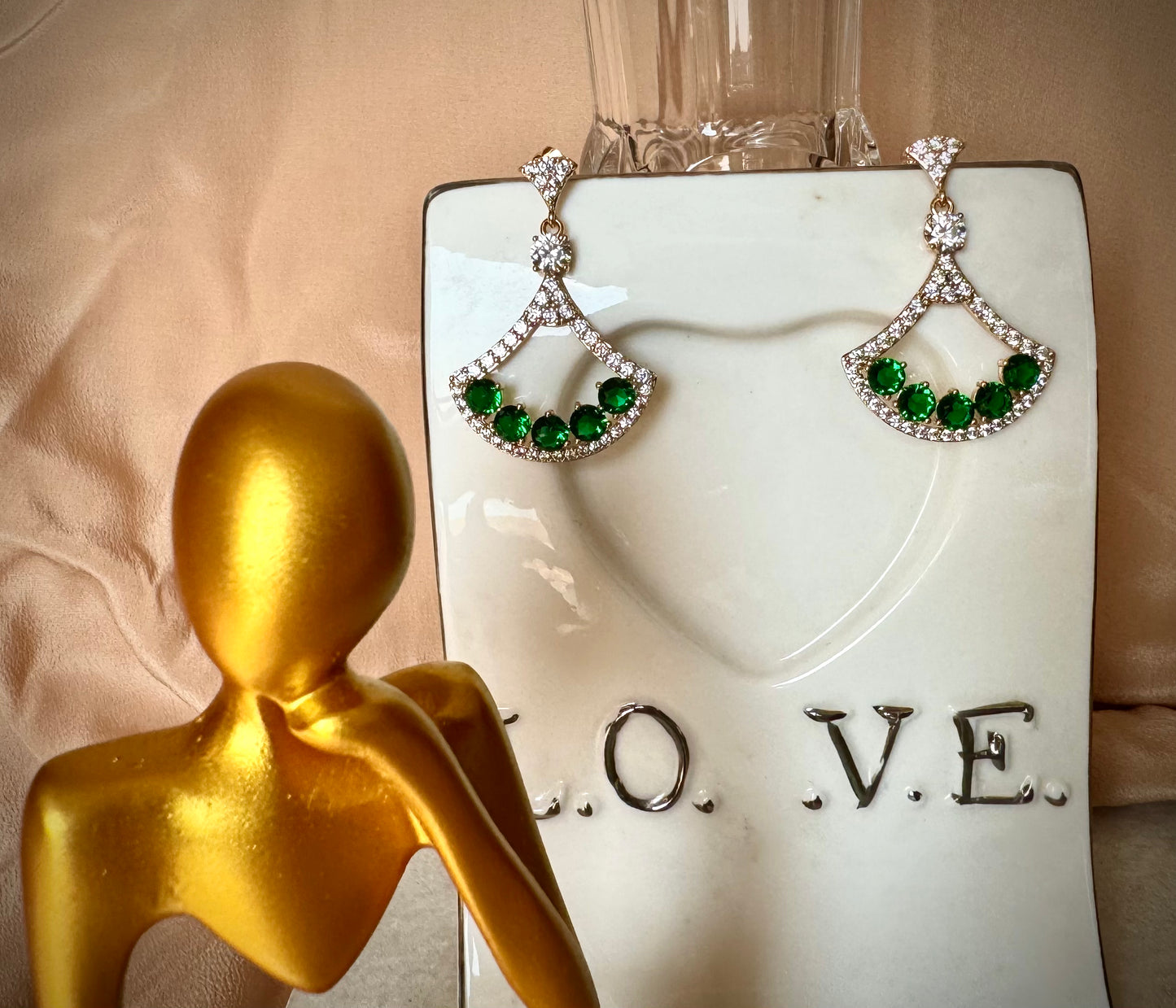 Emerald & Diamond Fan Earrings