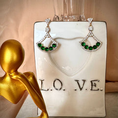 Emerald & Diamond Fan Earrings