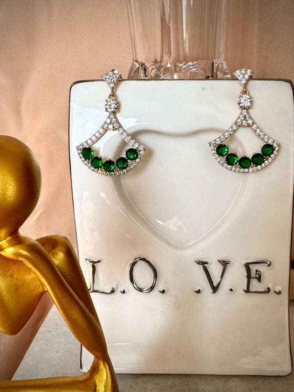 Emerald & Diamond Fan Earrings