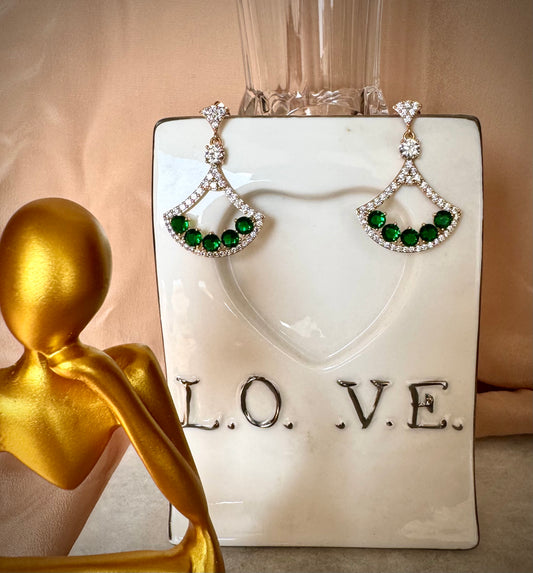 Emerald & Diamond Fan Earrings