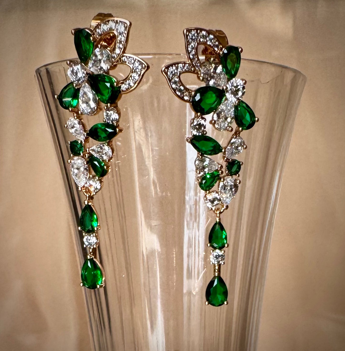 Emerald & Diamond Drop Earrings