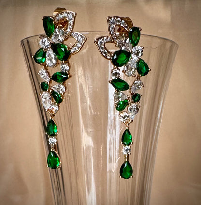 Emerald & Diamond Drop Earrings