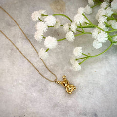 Gold Teddy Bear Pendant Necklace