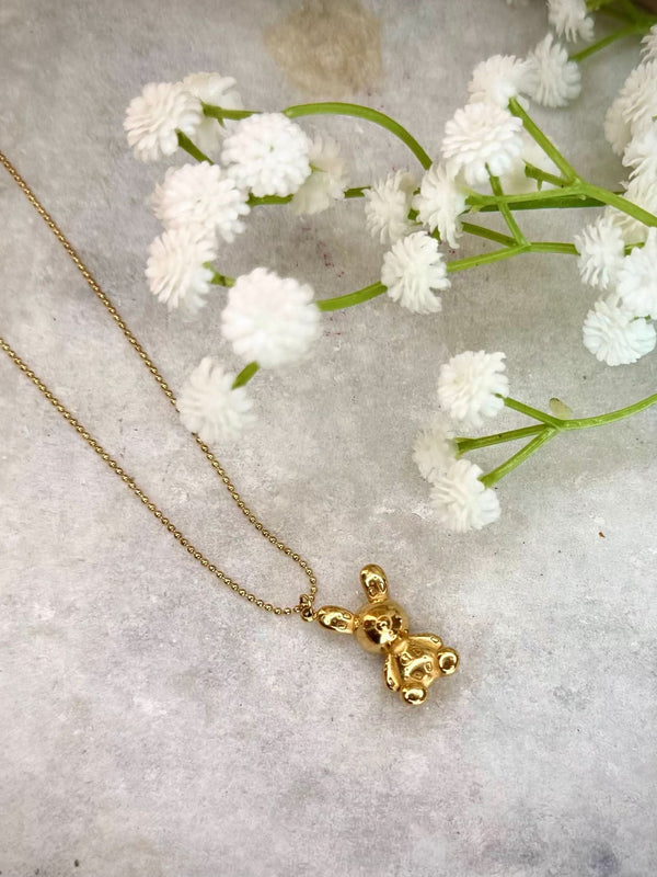 Gold Teddy Bear Pendant Necklace