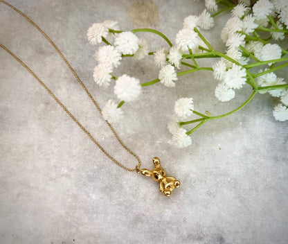 Gold Teddy Bear Pendant Necklace