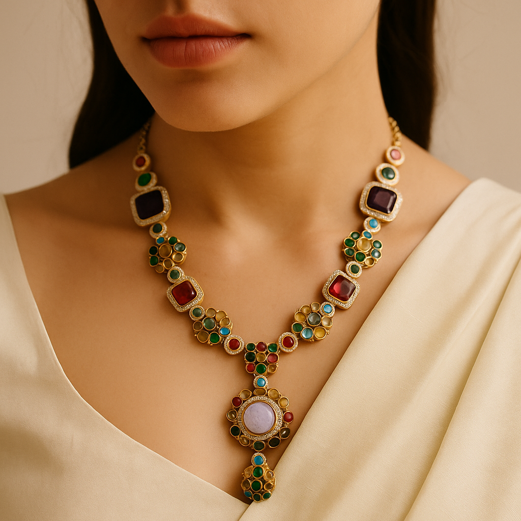 Royal Navratna Heritage Necklace Set