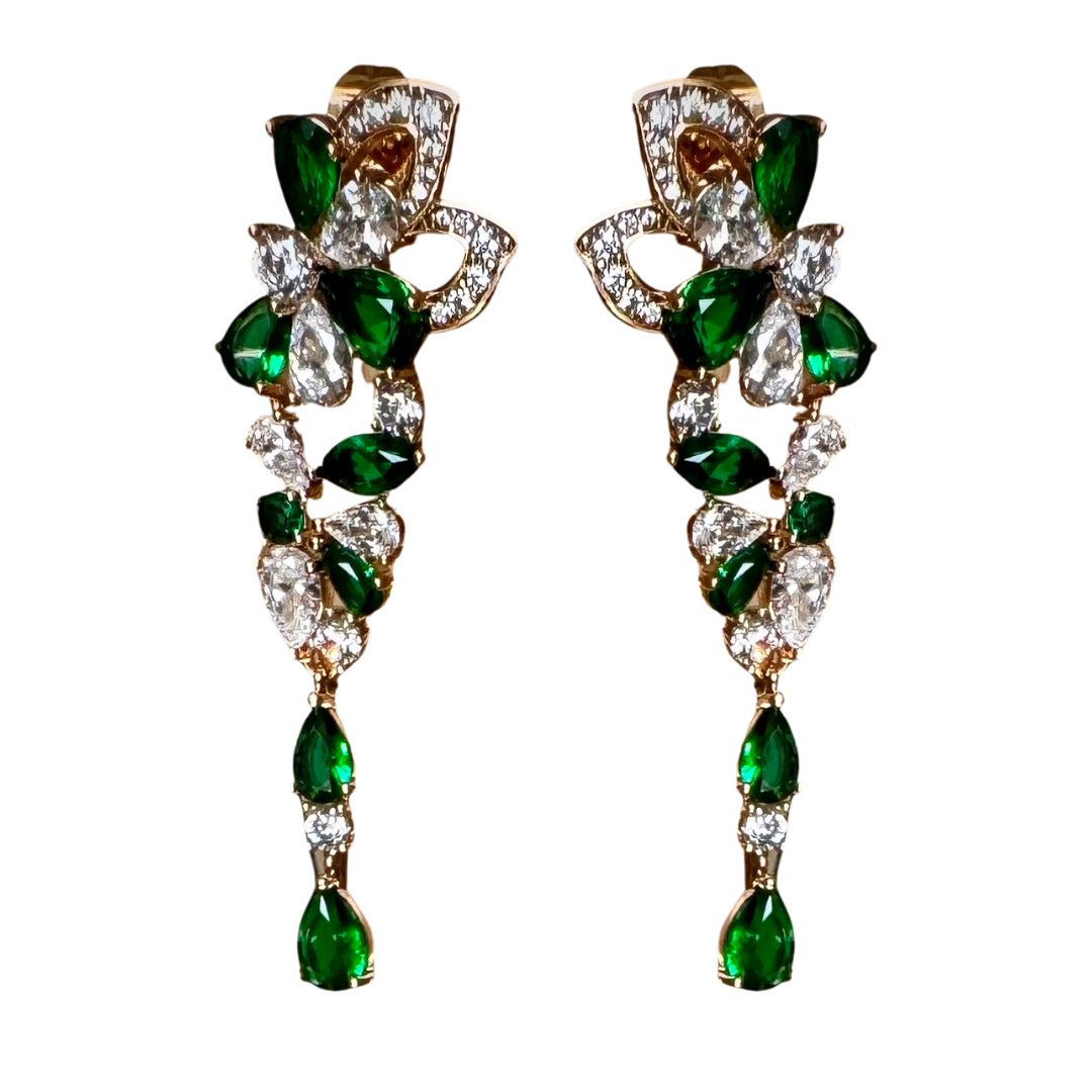 Emerald & Diamond Drop Earrings