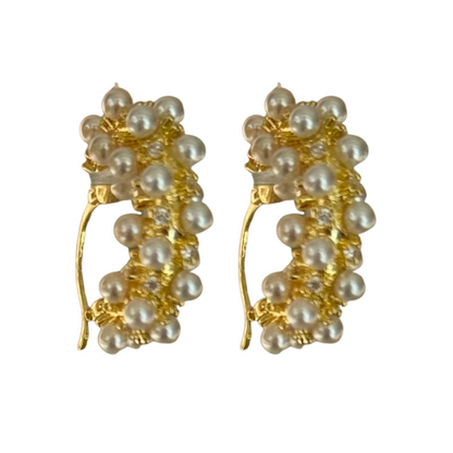 Gold & Pearl Hoop Earrings