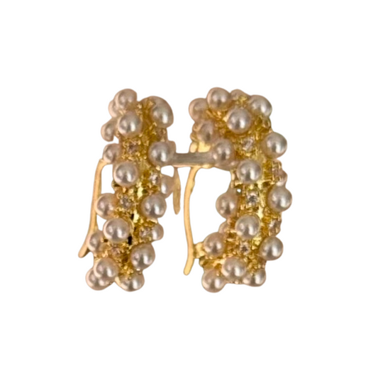Gold & Pearl Hoop Earrings