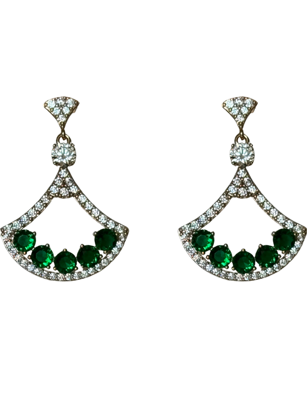 Emerald & Diamond Fan Earrings